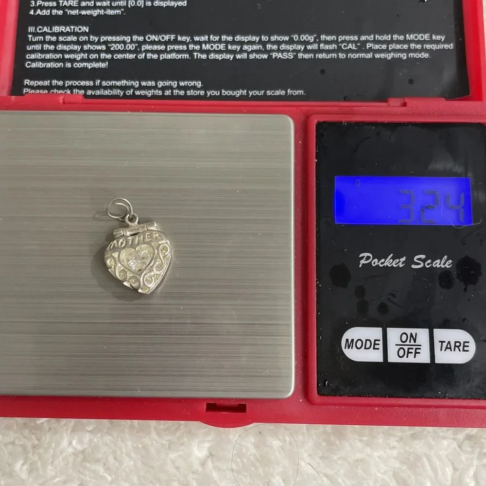 Jezlaine Jez Sterling Silver Crystal Mother Heart Locket Pendant Charm